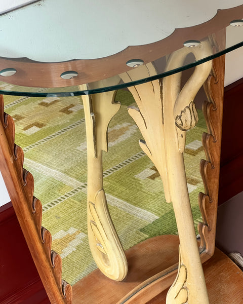 Set of vintage console table and mirror, Italy 1940s