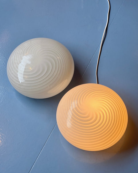 Vintage Murano white swirl ceiling/wall lamp (D25) (2 available)