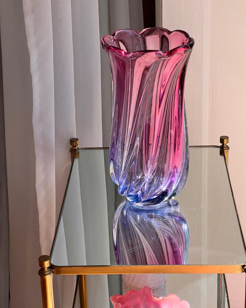 Large vintage pink/purple Murano vase