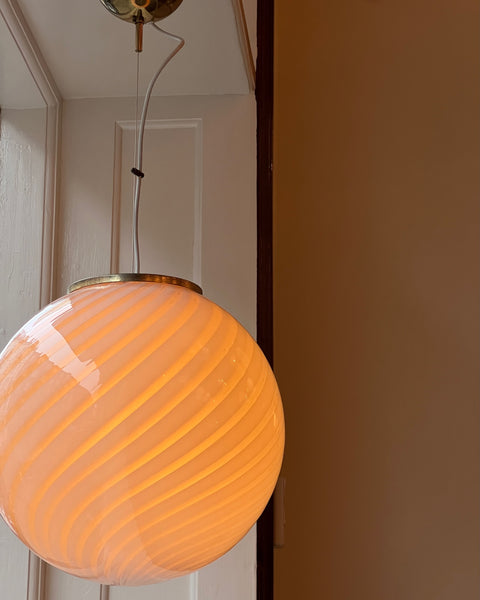 Vintage yellow swirl Murano ceiling lamp (D40)