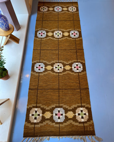 Vintage flat weave rug/runner by Ingegerd Silow (IS)