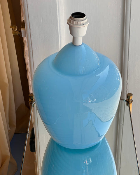 Vintage light blue swirl Murano table lamp (without shade) (Large)