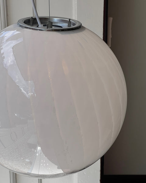Vintage white clear Murano ceiling lamp (D40)