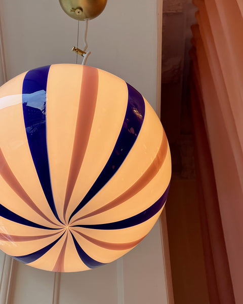 Ceiling lamp - Pink lavender / blue vertical stripes (D30)