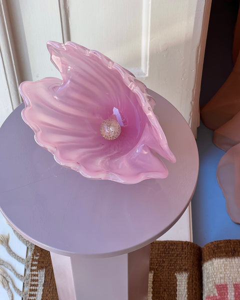Vintage opal pink Murano shell bowl