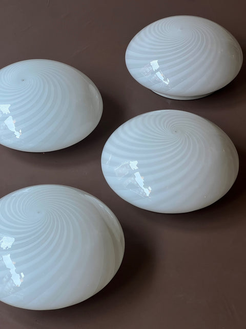 Vintage Murano white swirl ceiling/wall lamp (D30) (2 available)