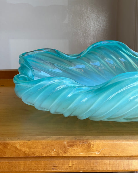 Large vintage blue Murano dish