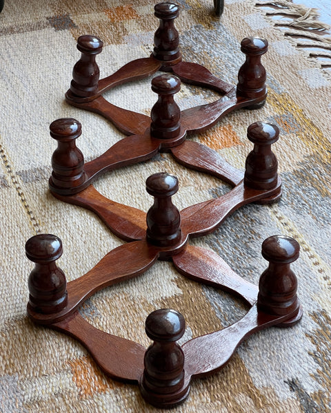 Vintage expandable wooden coat rack