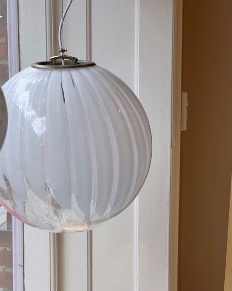 Vintage white clear Murano ceiling lamp (D40)