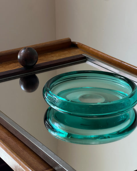 Vintage clear turquoise/green Murano dish/bowl