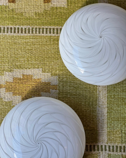 Vintage Murano white swirl ceiling/wall lamp (D30) (2 available)