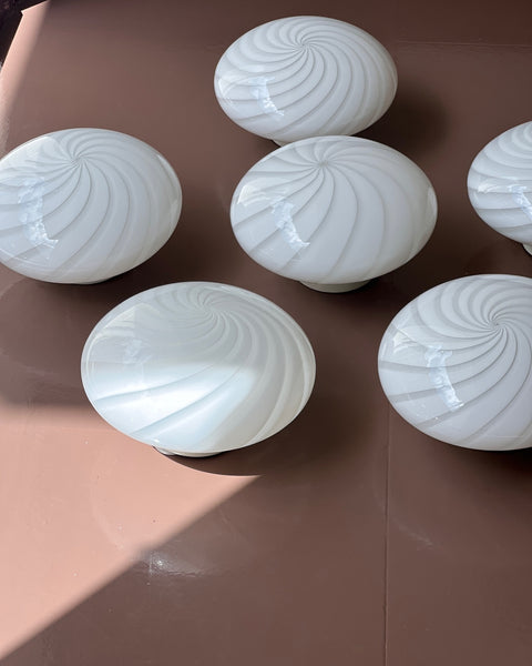 Vintage Murano white swirl ceiling/wall lamp (D24) (5 available)