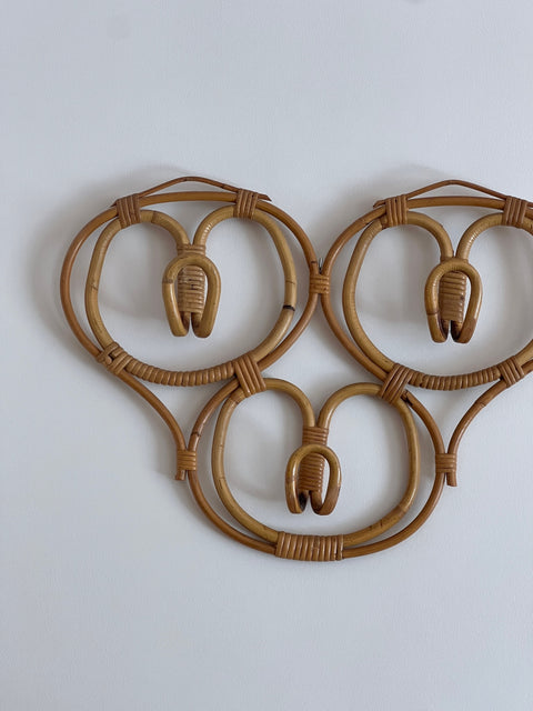 Vintage rattan coat rack