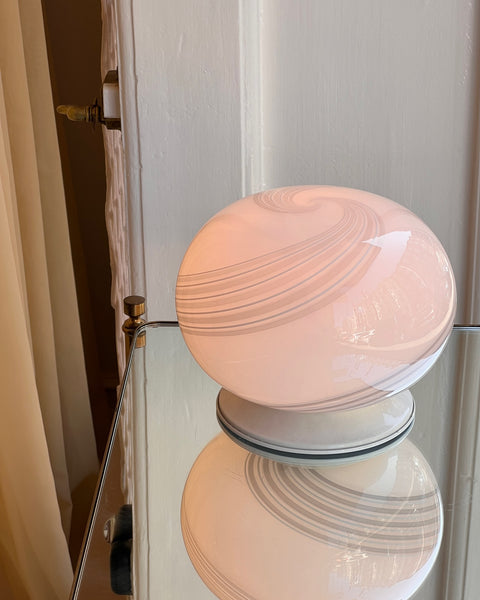 Vintage white round Murano table lamp