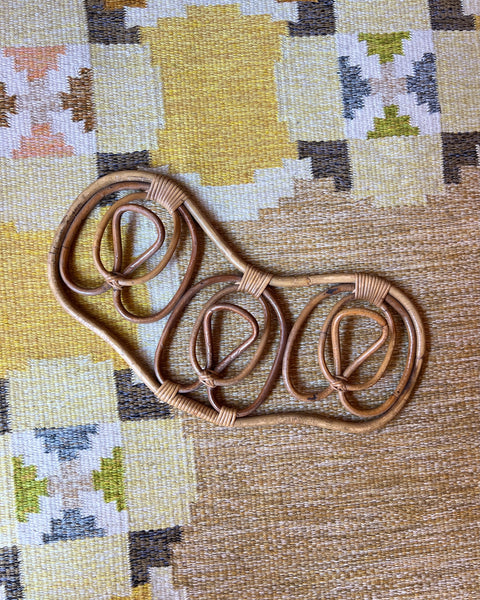 Vintage rattan coat rack