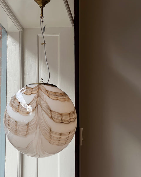 Vintage Murano cream/brown swirl ceiling lamp (D40)