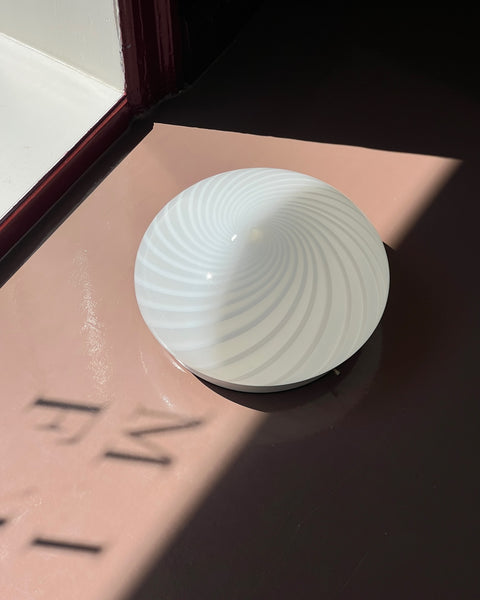 Vintage Murano white swirl ceiling/wall lamp (D30)