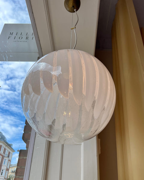 Vintage white clear Murano ceiling lamp (D40)