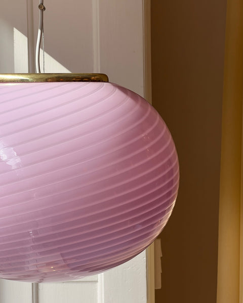Vintage oval pink swirl Murano ceiling lamp (D40)