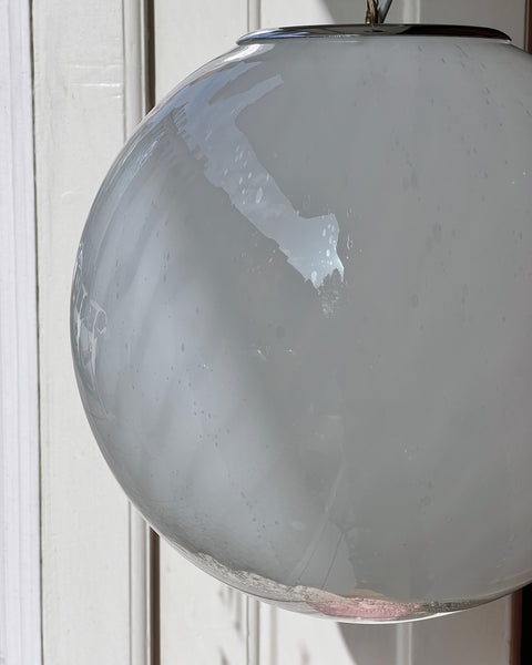 Vintage Murano white/clear Anemone ceiling lamp (D35)