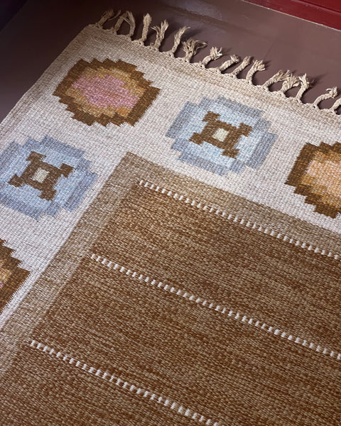 Vintage flat weave rug by Ingegerd Silow (IS)
