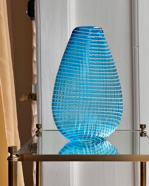 Vintage blue/white swirl Murano vase