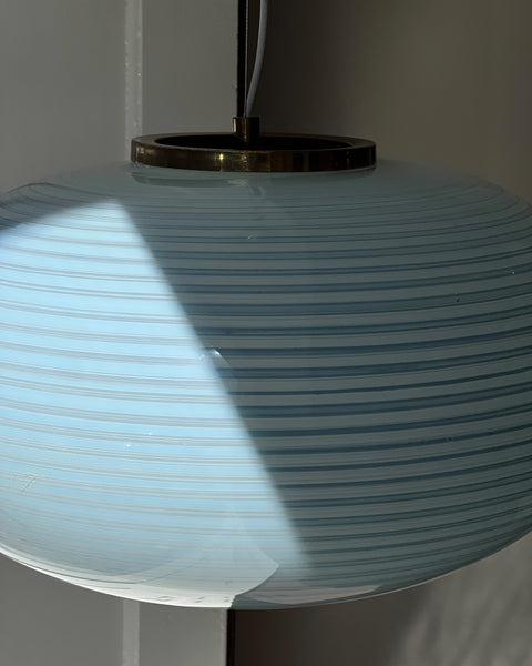 Vintage oval blue / white swirl Murano ceiling lamp (D50)