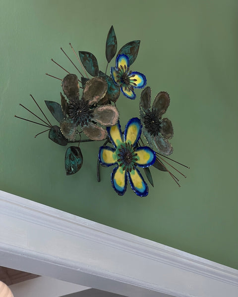 Vintage Curtis Jere enamel flower wall sculpture