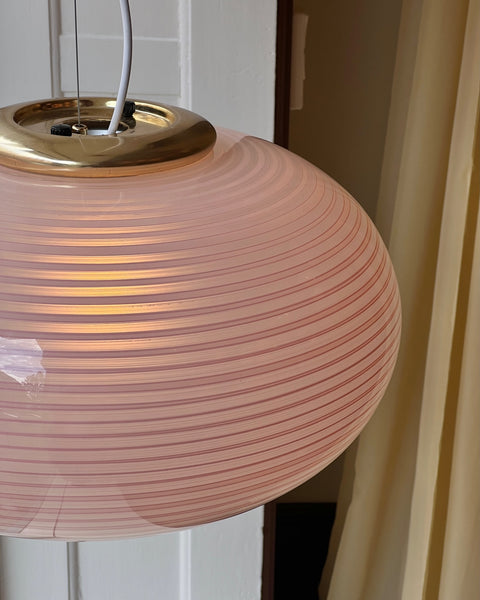 Vintage oval pink / white swirl Murano ceiling lamp (D50)