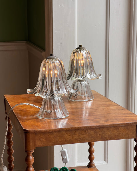 Vintage clear Murano table lamps (Sold as a pair)