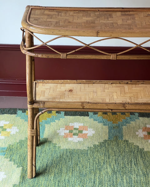 Vintage rattan console table