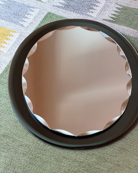 Vintage Italian mirror with faceted green mirror frame