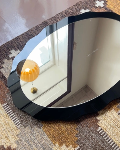 Large vintage Italian mirror with black mirror frame