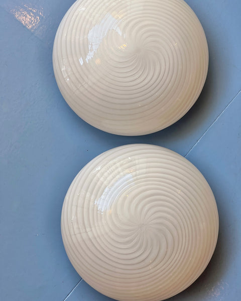 Vintage Murano white swirl ceiling/wall lamp (D30)