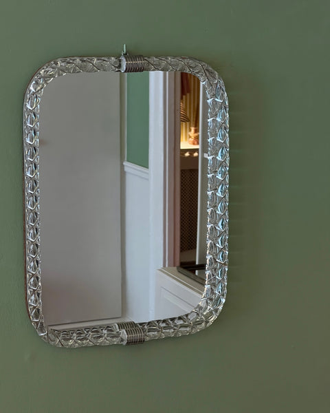 Vintage Italian mirror with twisted clear glass frame