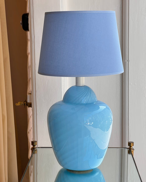 Vintage light blue swirl Murano table lamp (Medium) (with shade)