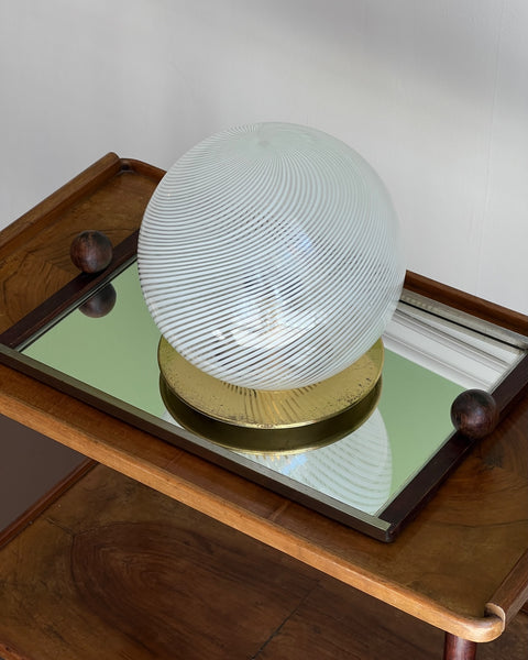 Vintage white swirl Murano table lamp