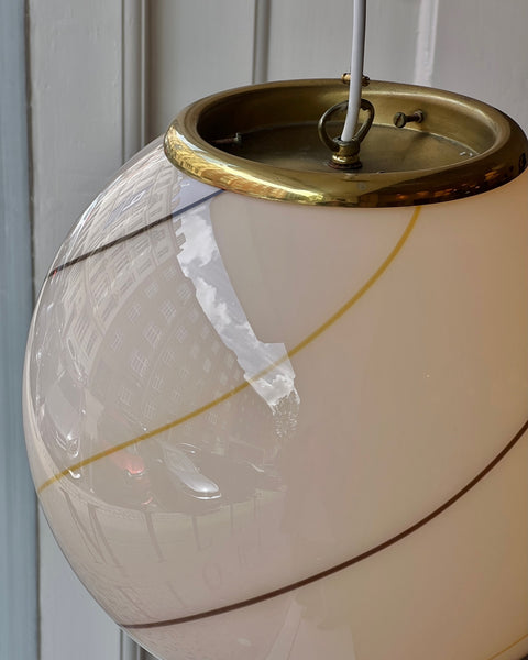 Vintage creme / brown / golden swirl Murano ceiling lamp (D35)