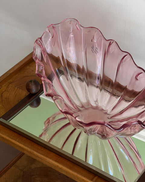 Vintage large pink Murano shell bowl