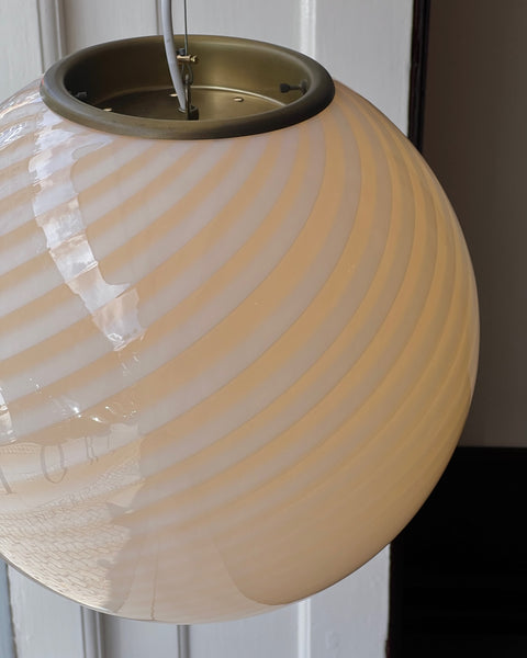 Vintage yellow/cream swirl Murano ceiling lamp (D40)
