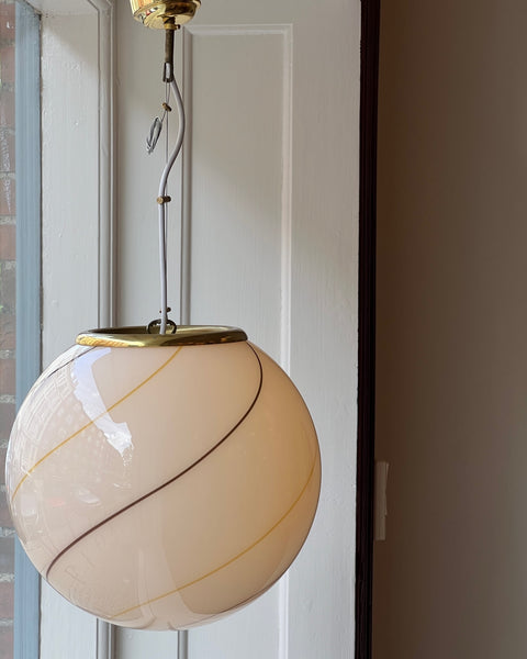 Vintage creme / brown / golden swirl Murano ceiling lamp (D35)