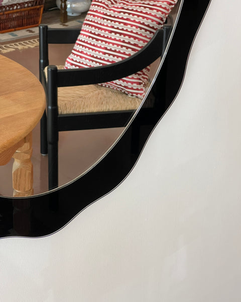 Large vintage Italian mirror with black mirror frame