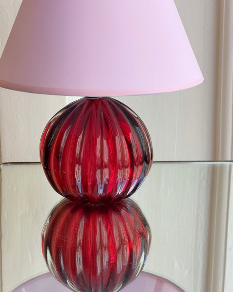 Vintage cherry red Murano table lamp (with shade)