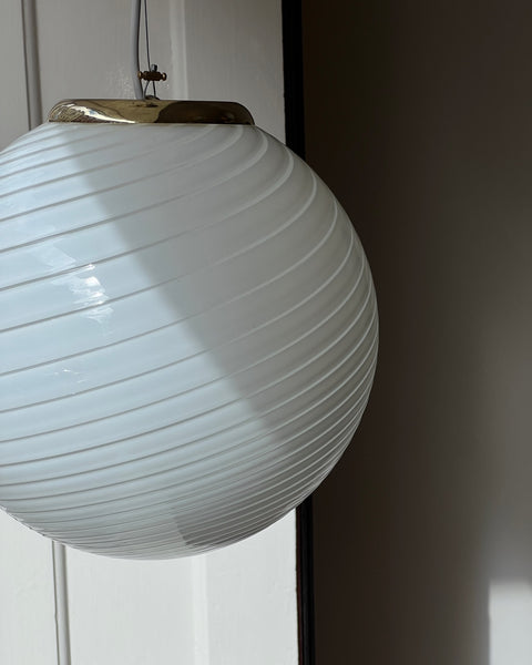 Vintage white swirl Murano ceiling lamp (D30)