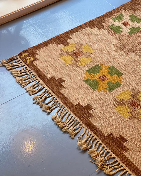 Vintage flat weave rug by Ida Rydelius (IR)