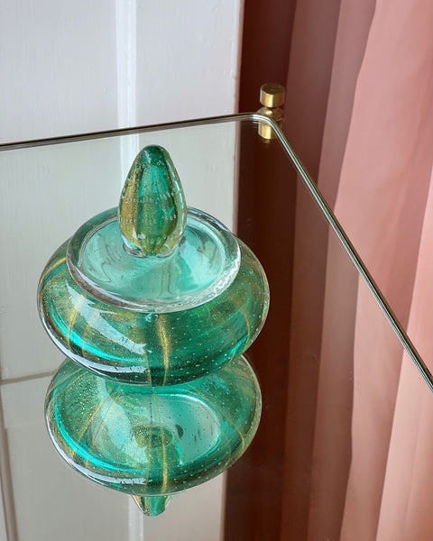 Vintage large green Murano bonbonniere