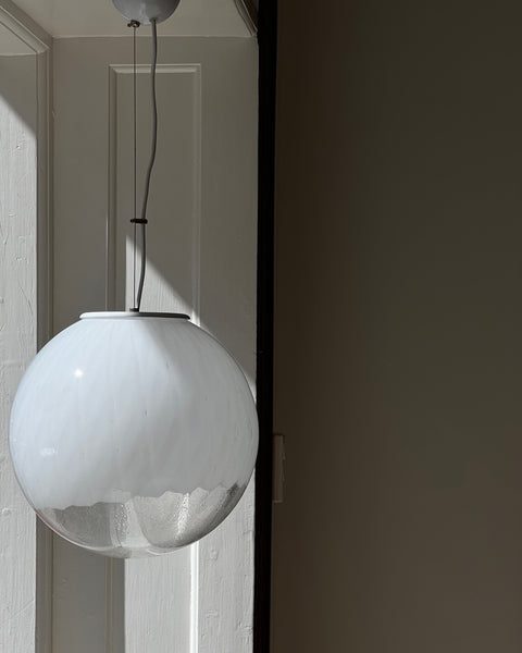 Vintage white clear Murano ceiling lamp (D35)