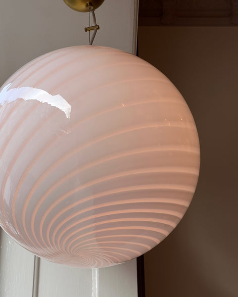 Vintage light pink swirl Murano ceiling lamp (D40)
