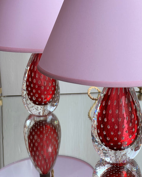 Vintage pink Murano table lamp (1 available)