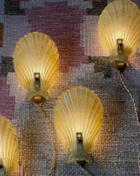 Vintage golden Murano shell wall lamps (4 available)